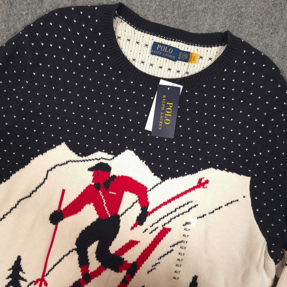 NWT Polo Ralph Lauren Downhill Ski Sweater Mens XLT Alpine Graphic Winter Knit